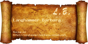 Langhammer Barbara névjegykártya